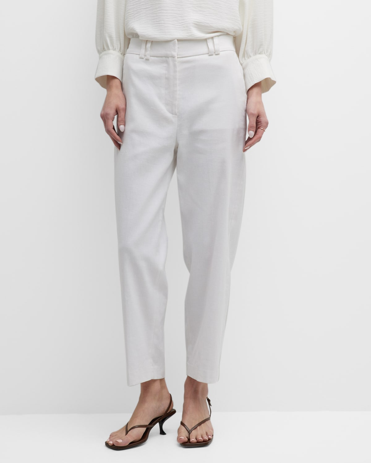 Talia Cropped Straight-Leg Cotton-Linen Pants