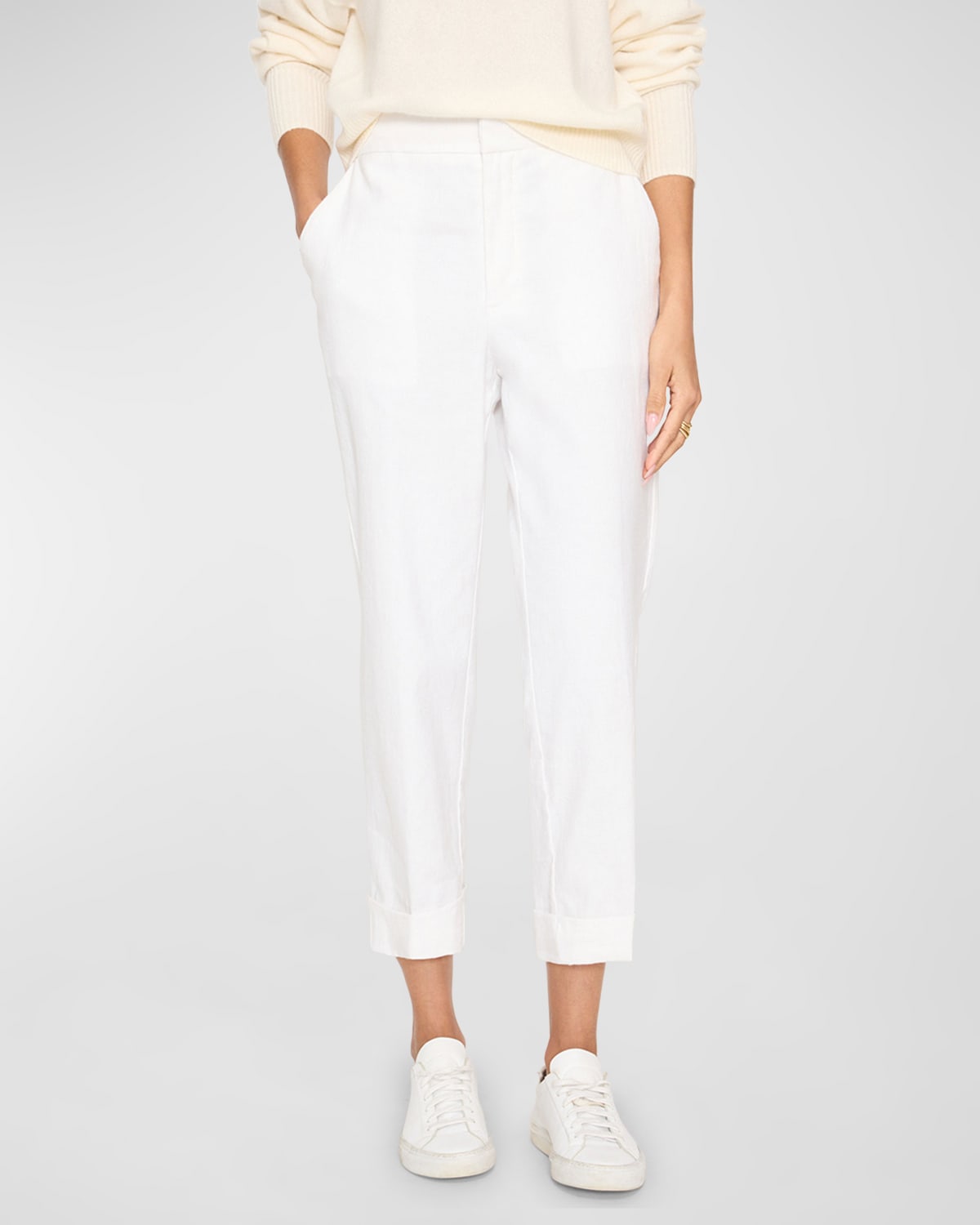 Brochu Walker Westport Cropped Metallic Shimmer Pants In White