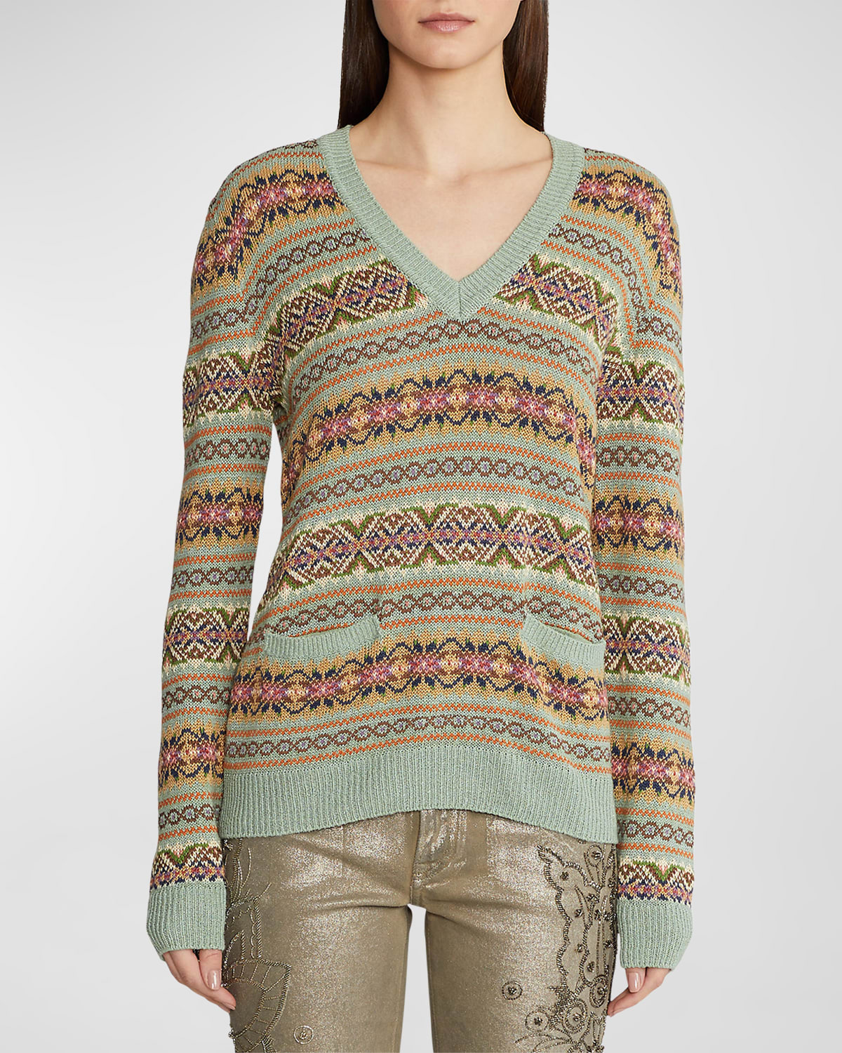 Fairisle V-Neck Cashmere Sweater