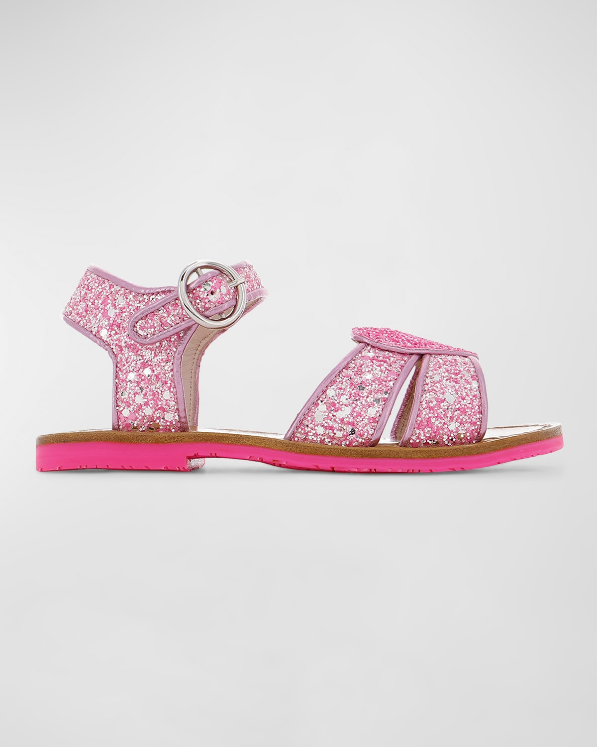 Sophia Webster Girl's Amora Heart Glitter Sandals, Baby/toddlers In Pink Punch Glitter