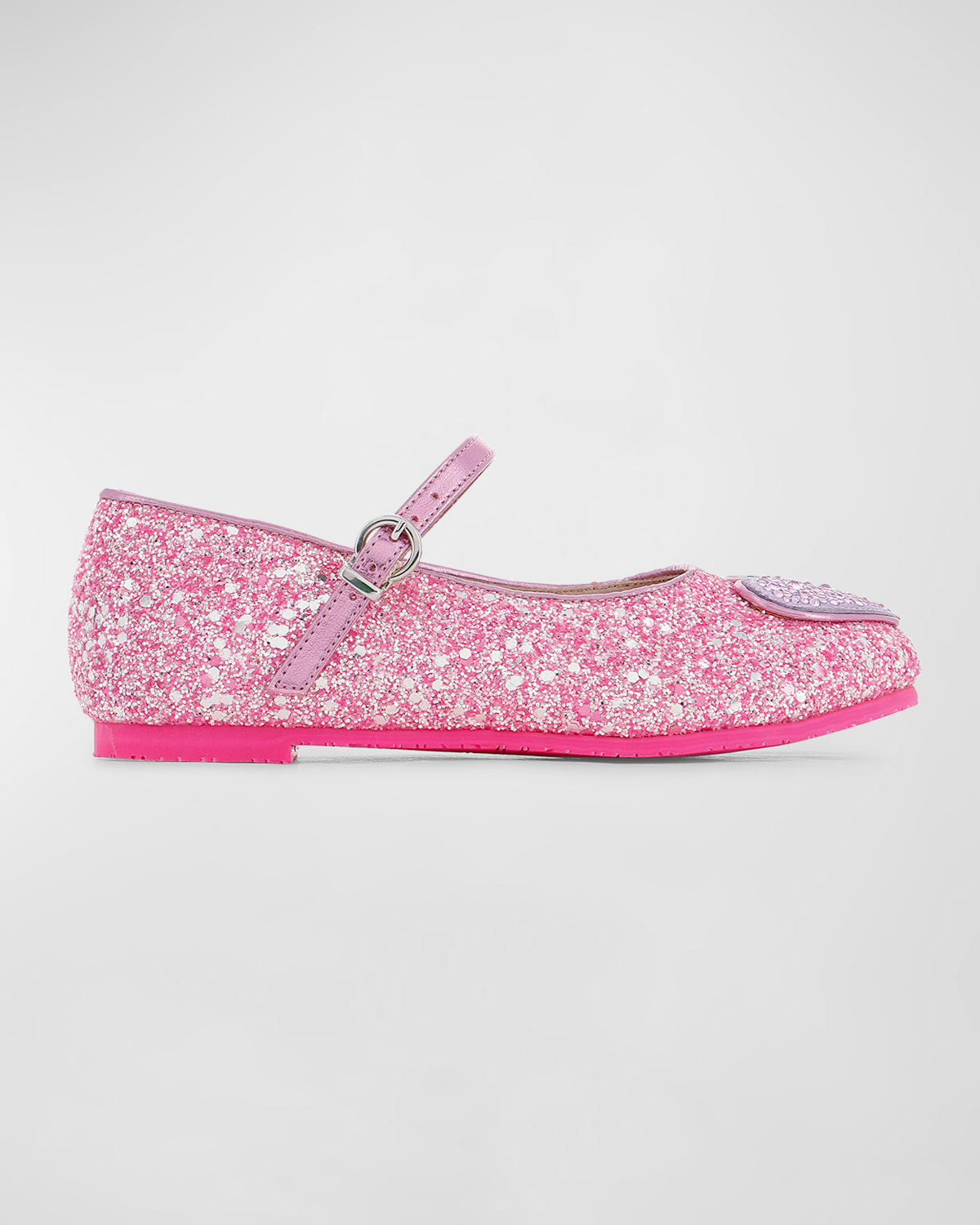 Sophia Webster Kids' Little Girl's & Girl's Amora Glitter Mary Jane Flats In Pink Punch Crystal
