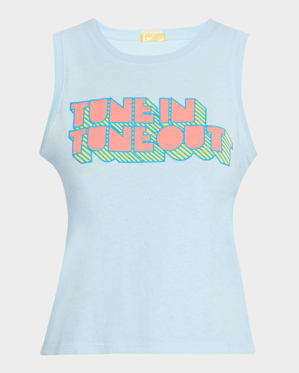 Mother The Strong And Silent Type Tank Top In Pastel Blue Tune In Tune Out