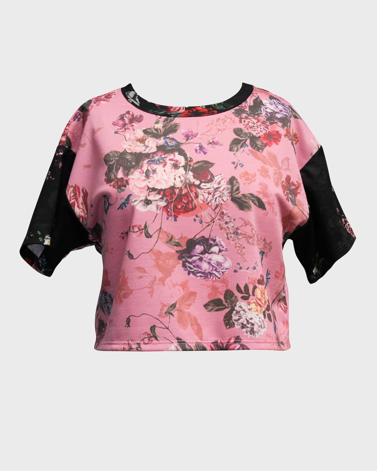 Marchesa Notte Mini Kids' Girl's Floral-print Boxy Tee In Rose