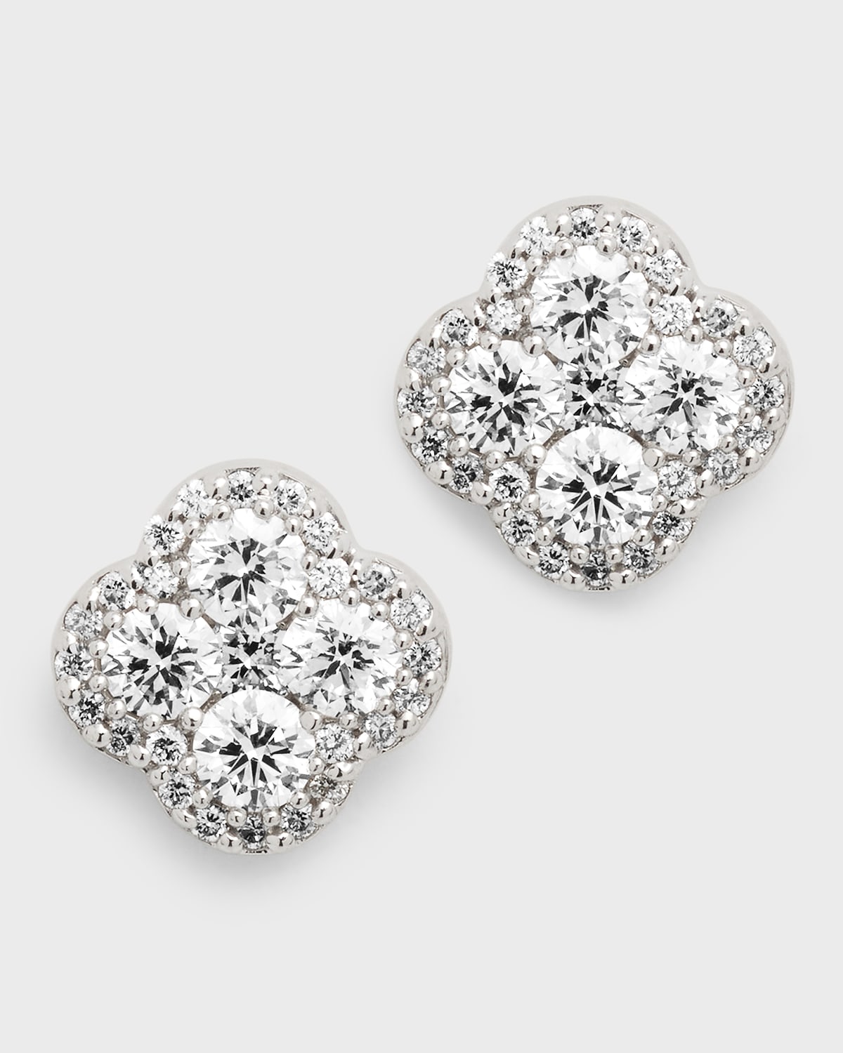 Neiman Marcus Diamonds 18k White Gold Diamond Flower Stud Earrings