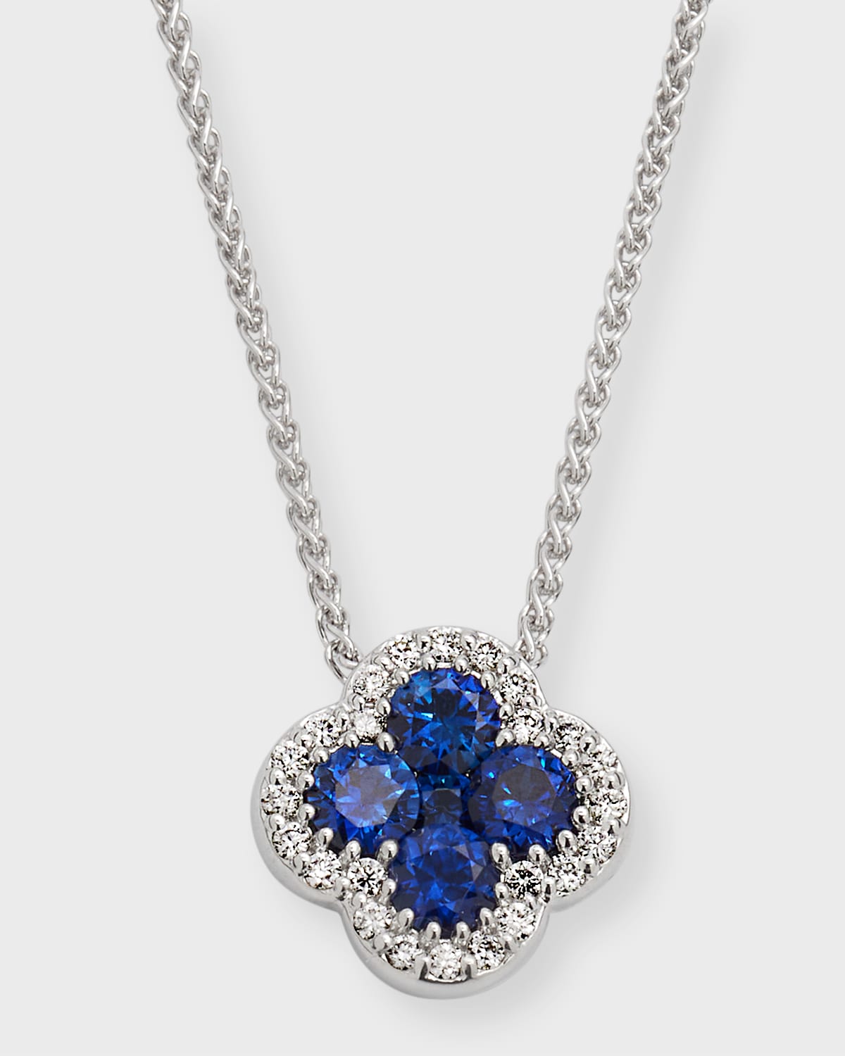 18k White Gold Diamond and Sapphire Pendant Necklace