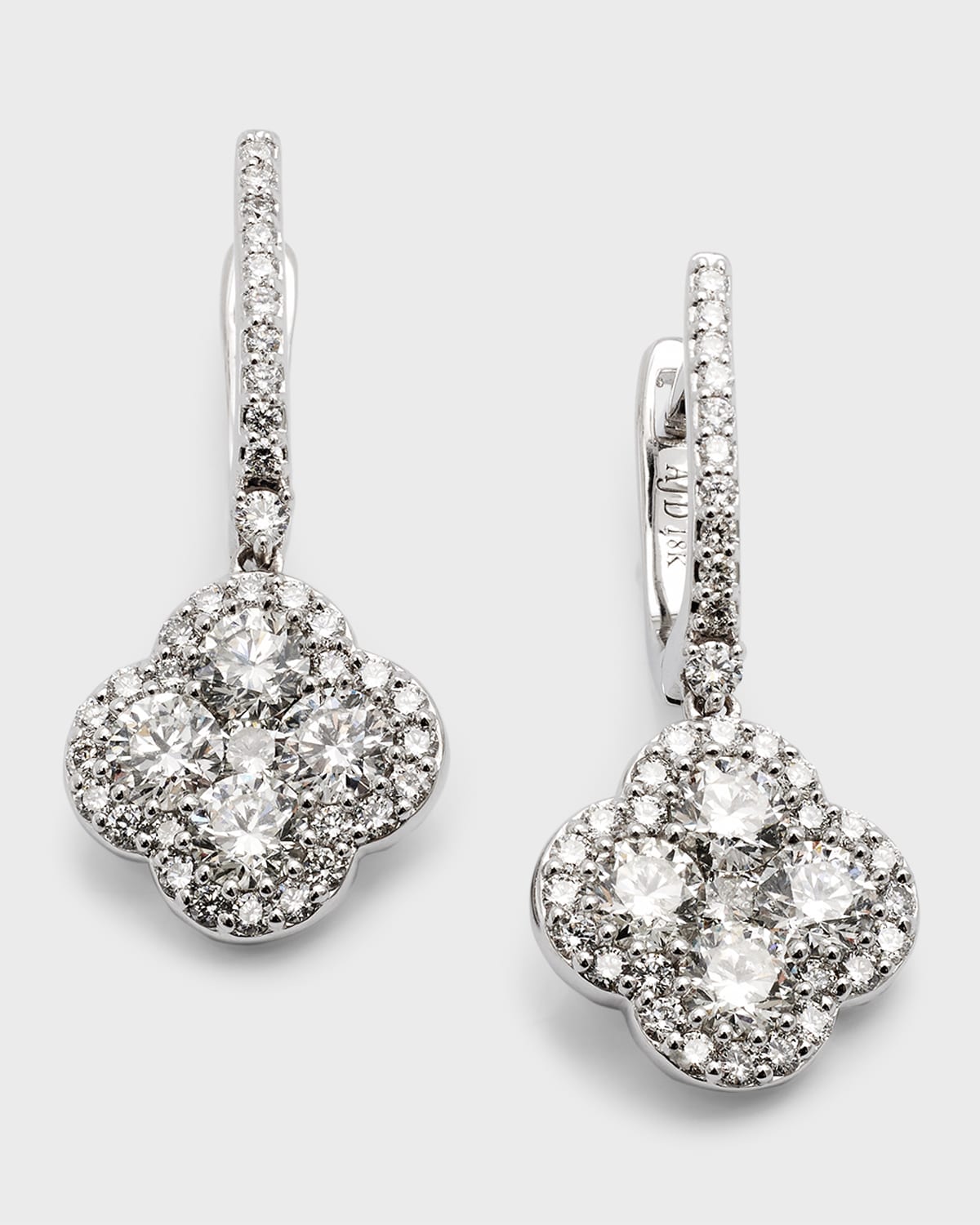 Neiman Marcus Diamonds 18k White Gold Diamond Flower Hoop Drop Earrings