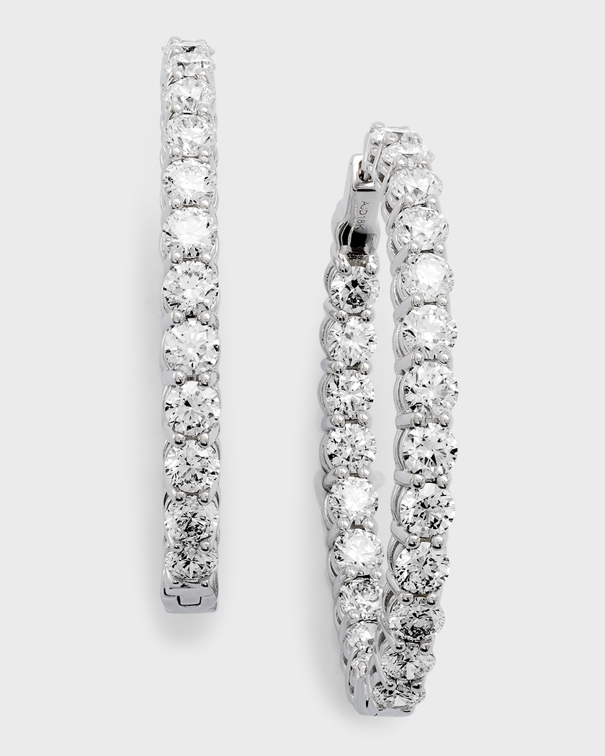 Neiman Marcus Diamonds 18k White Gold Diamond Hoop Earrings