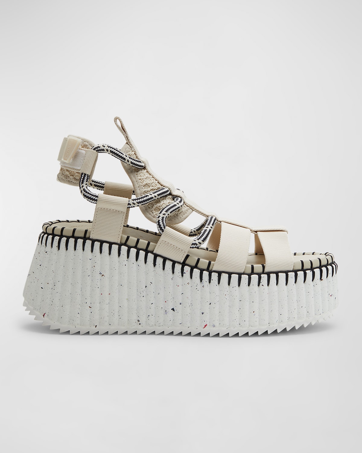 Chloé Nama Platform Fisherman Sandals In Pearl Grey