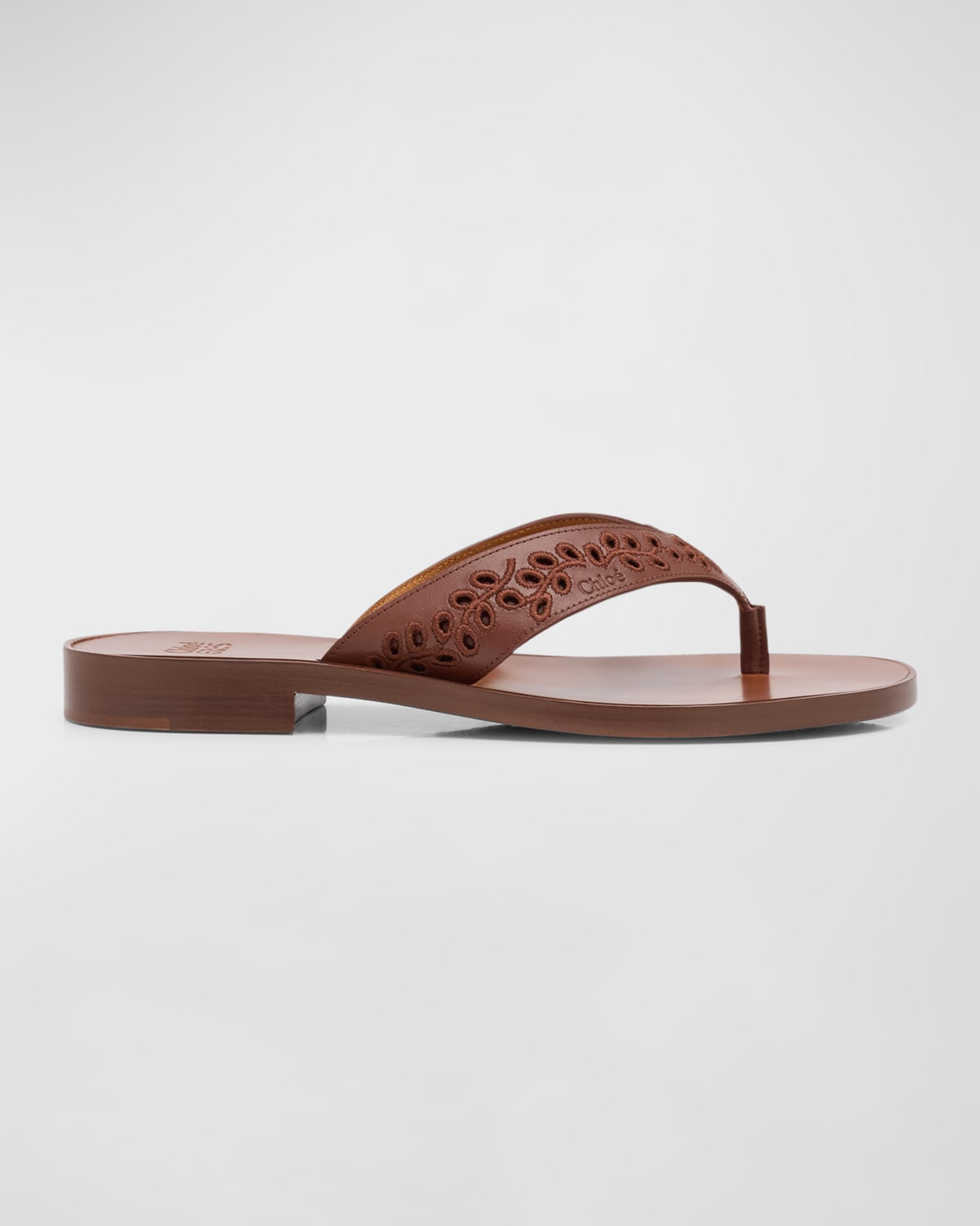 Chloé Paz Eyelet Flip Flop Sandals In Brown