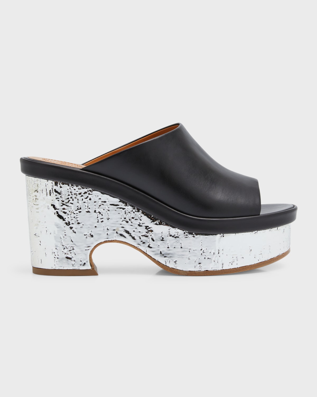 Chloé Oli Leather Platform Mules In Black