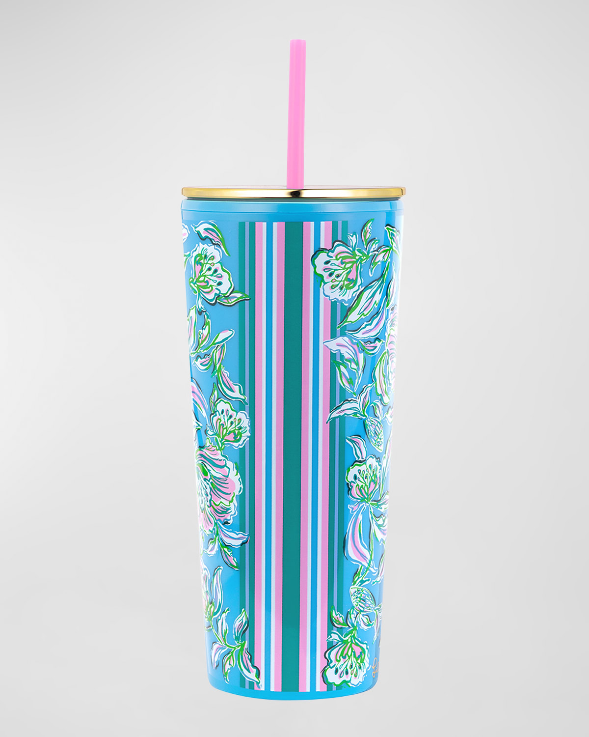 Lilly Pulitzer Floral-print Tumbler With Straw In Green