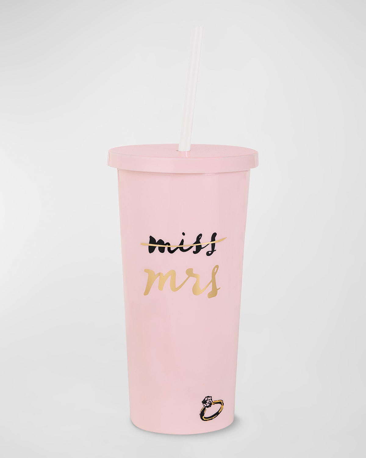 miss to mrs. acrylic tumbler with straw (blush)