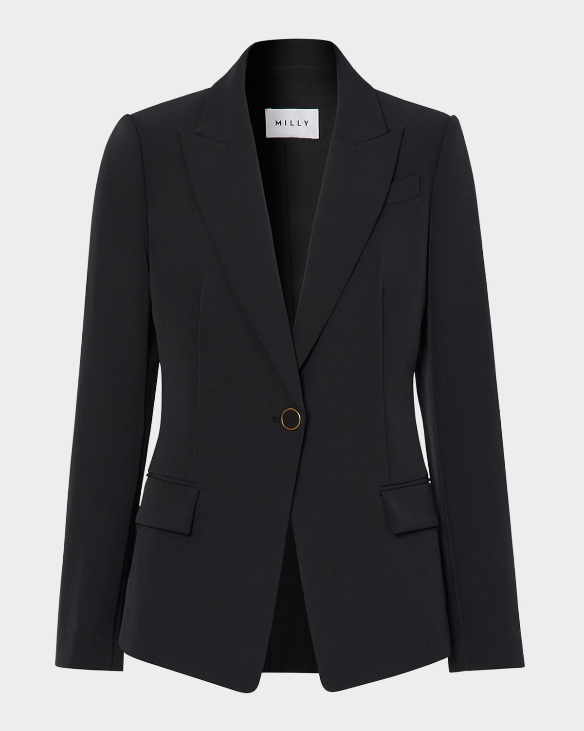 Milly Avery Single-button Cady Blazer In Black