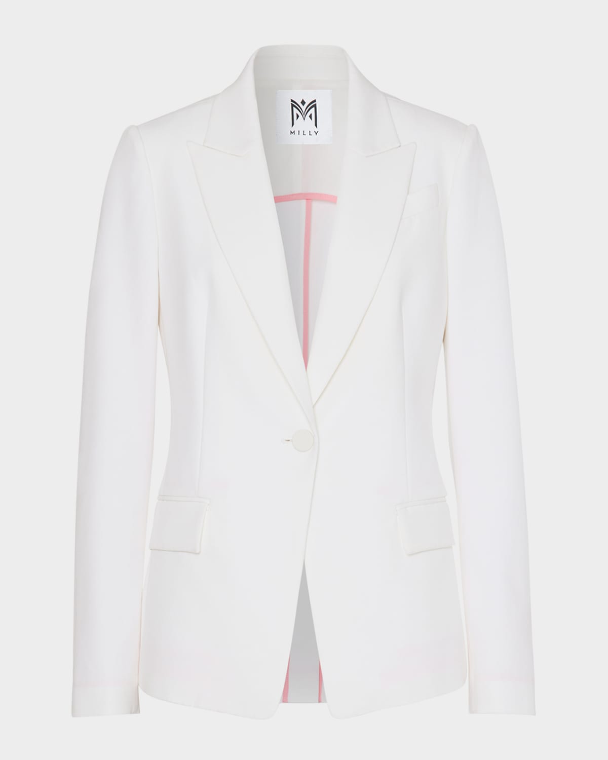 Milly Avery Single-button Cady Blazer In Ecru