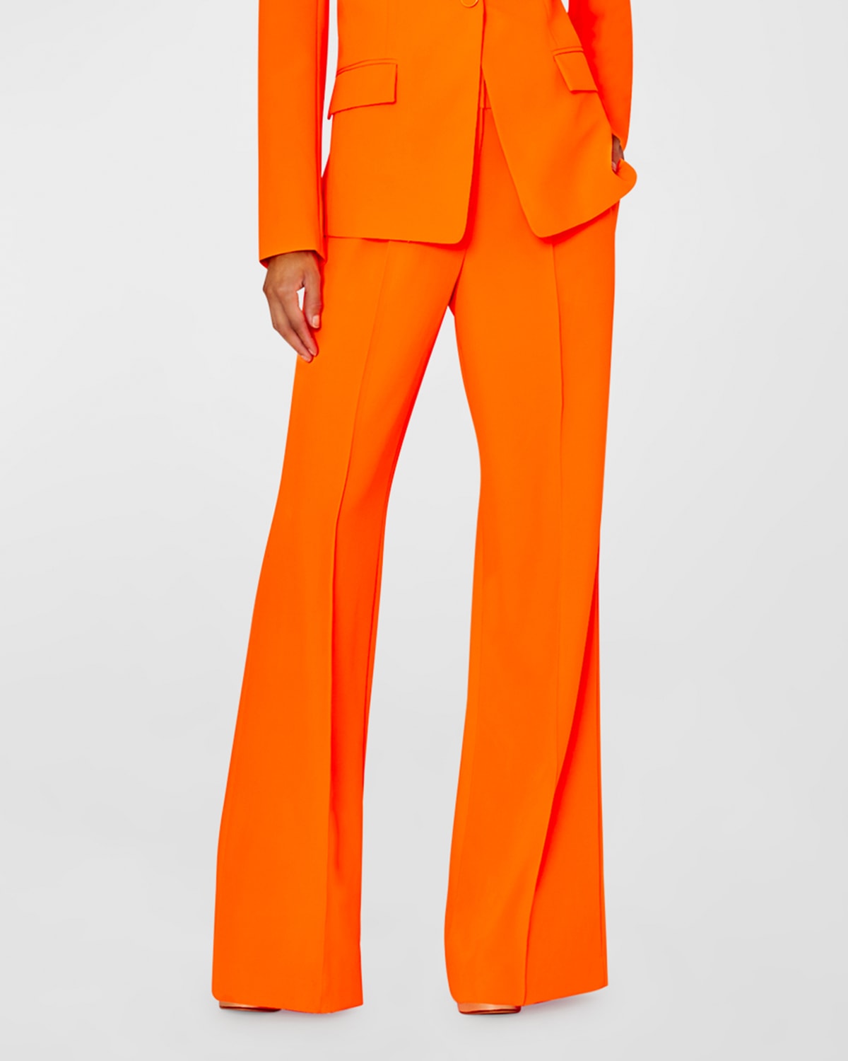 Milly Nash High-rise Wide-leg Cady Pants In Neon Orange