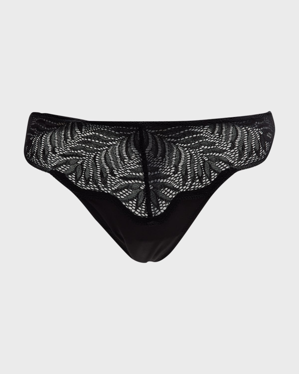 Natori Lush Lace-front Thong In Black