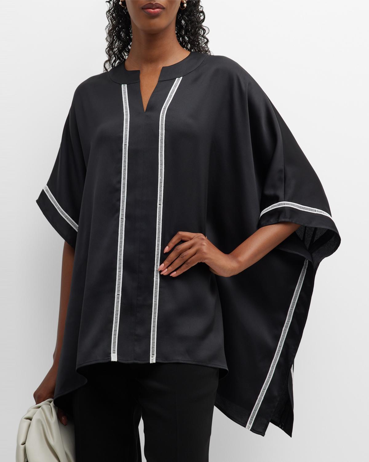 Misook Asymmetric Tunic Top In Black