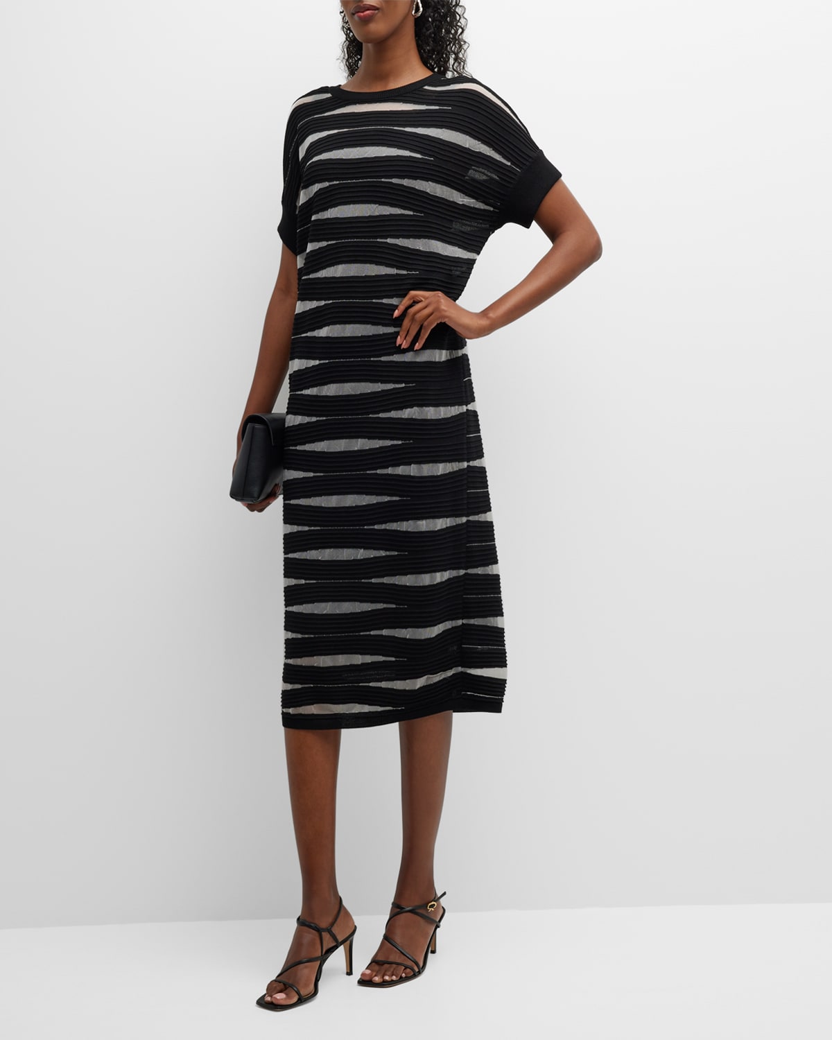 Abstract Stripe Knit Maxi Dress