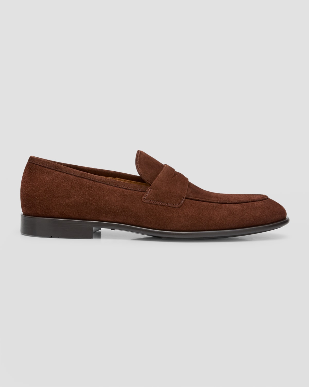 Shop Ferragamo Men's Funes Suede Penny Loafers In Brown