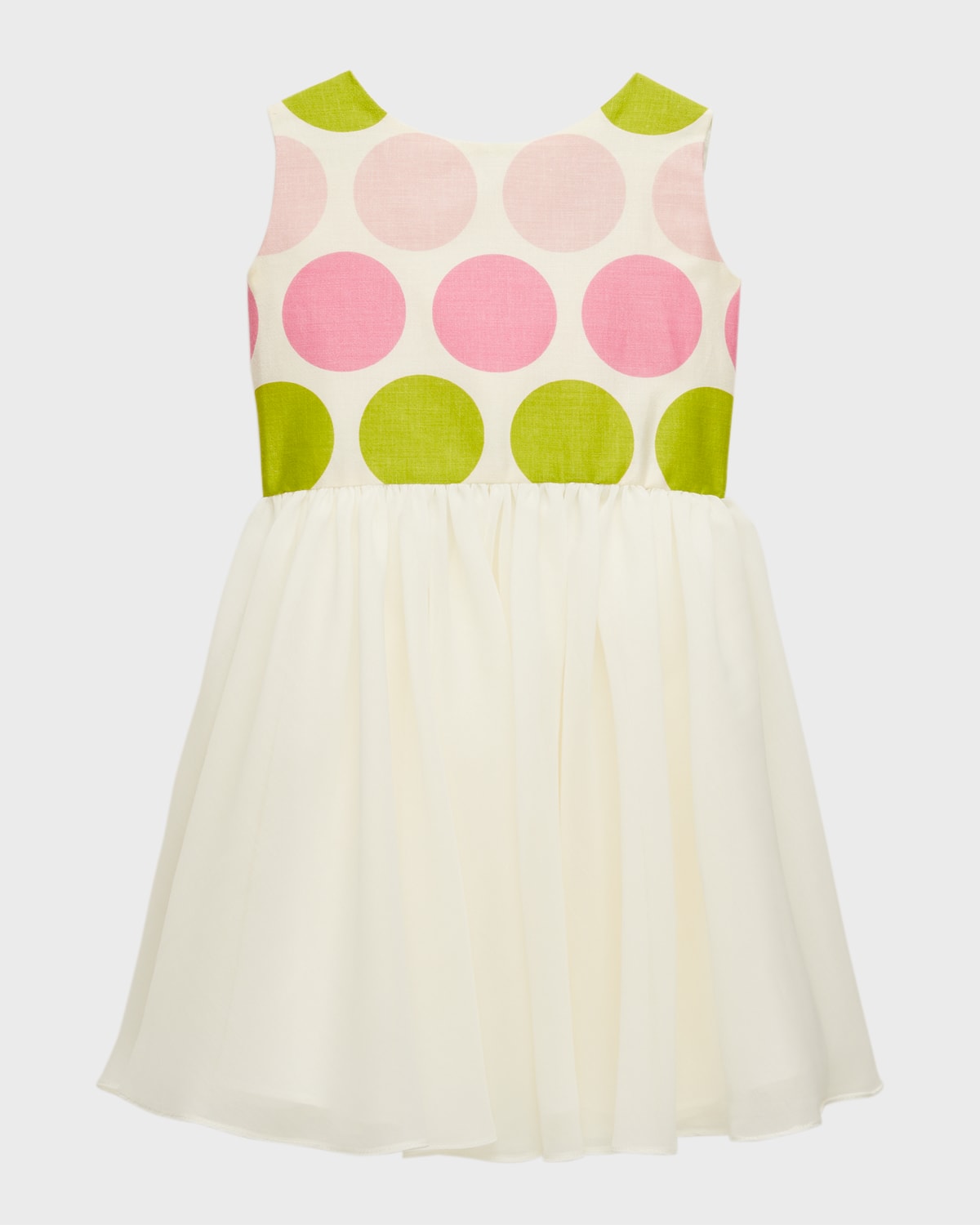 Girl's Large Dot Flared Dress, Size 2-6