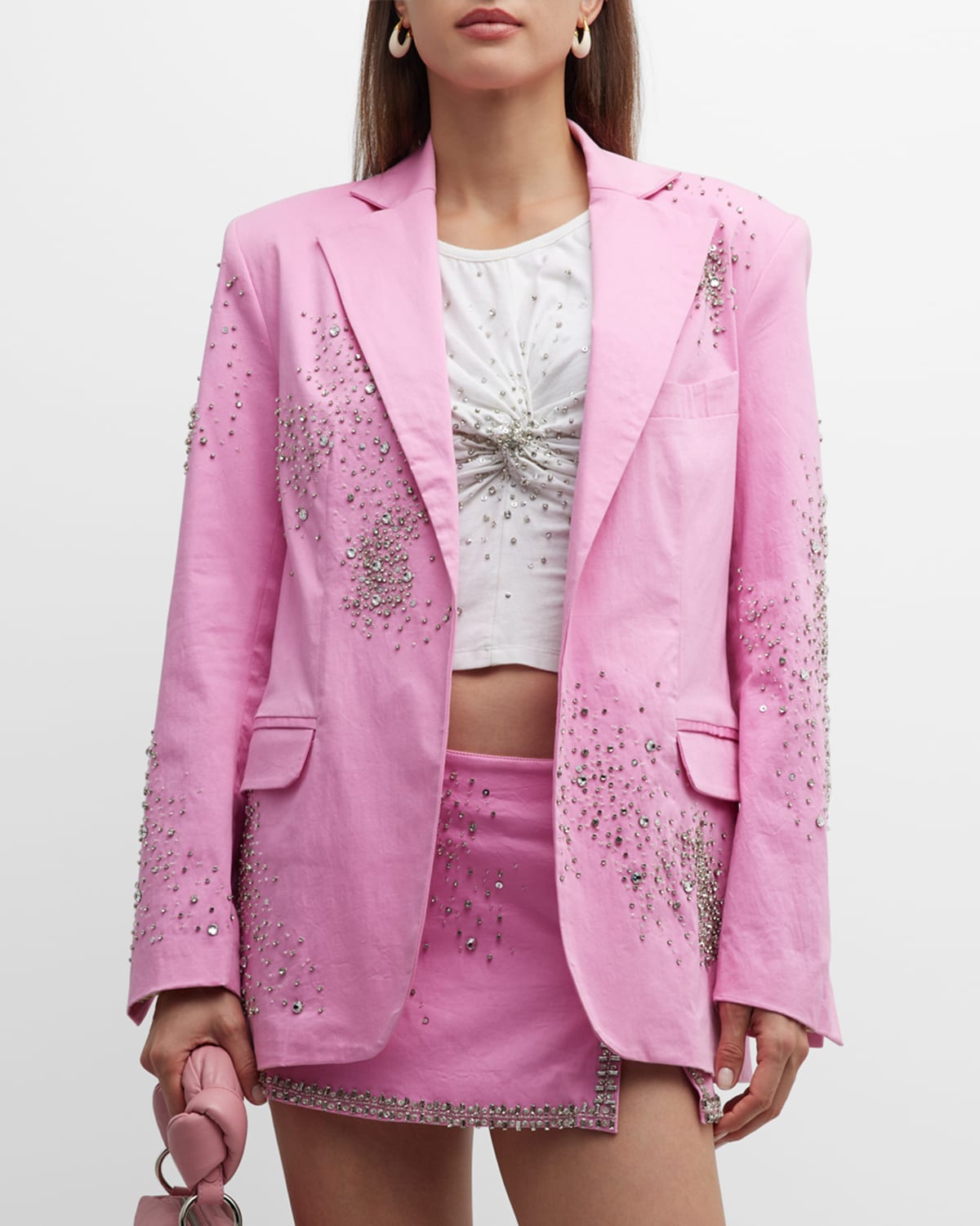 Satin Crystal-Embellished Jacket