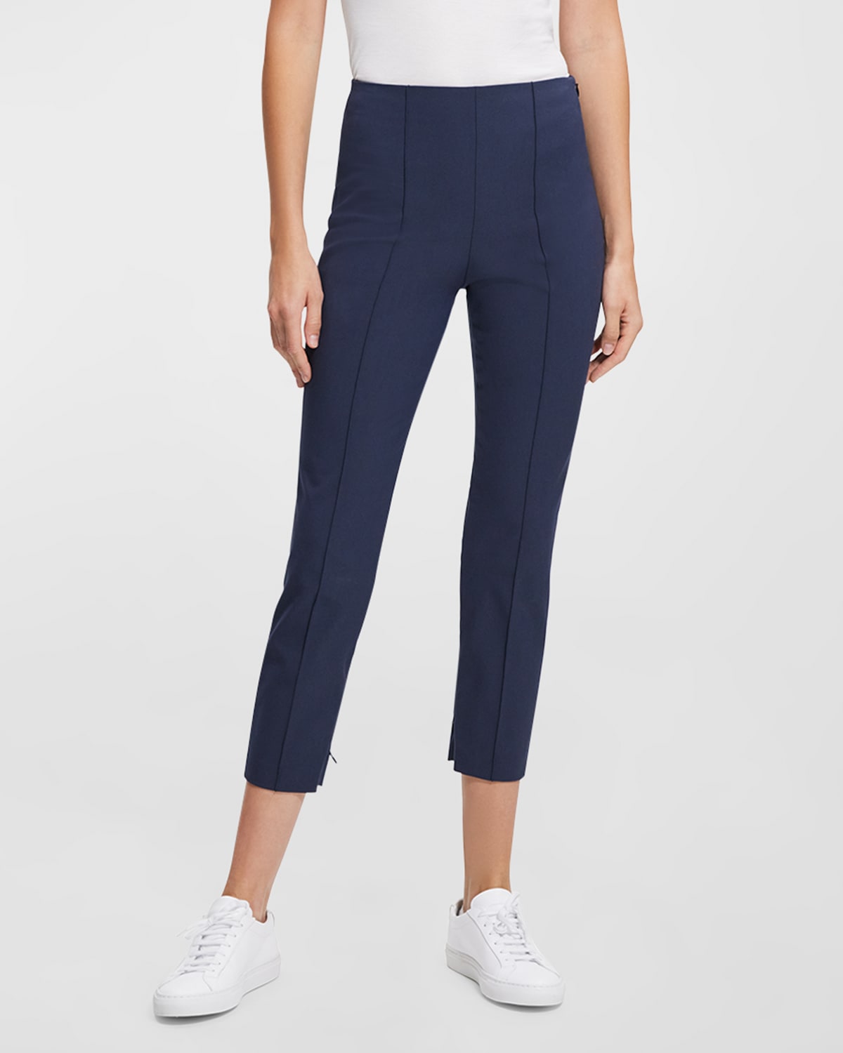 Theory Eco Pintuck Stretch Cotton Blend Crop Pants In Nctrn Way