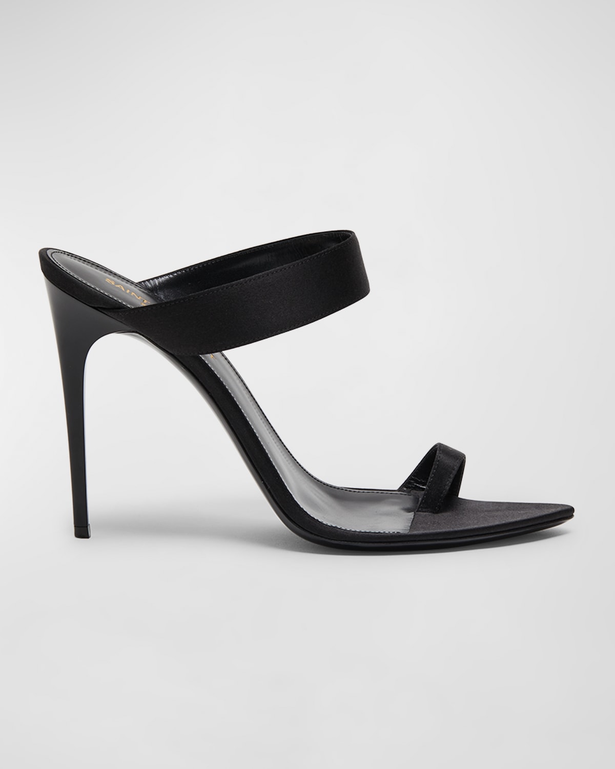 Shop Saint Laurent Martha Silk Toe-loop Mule Sandals In Nero 1000
