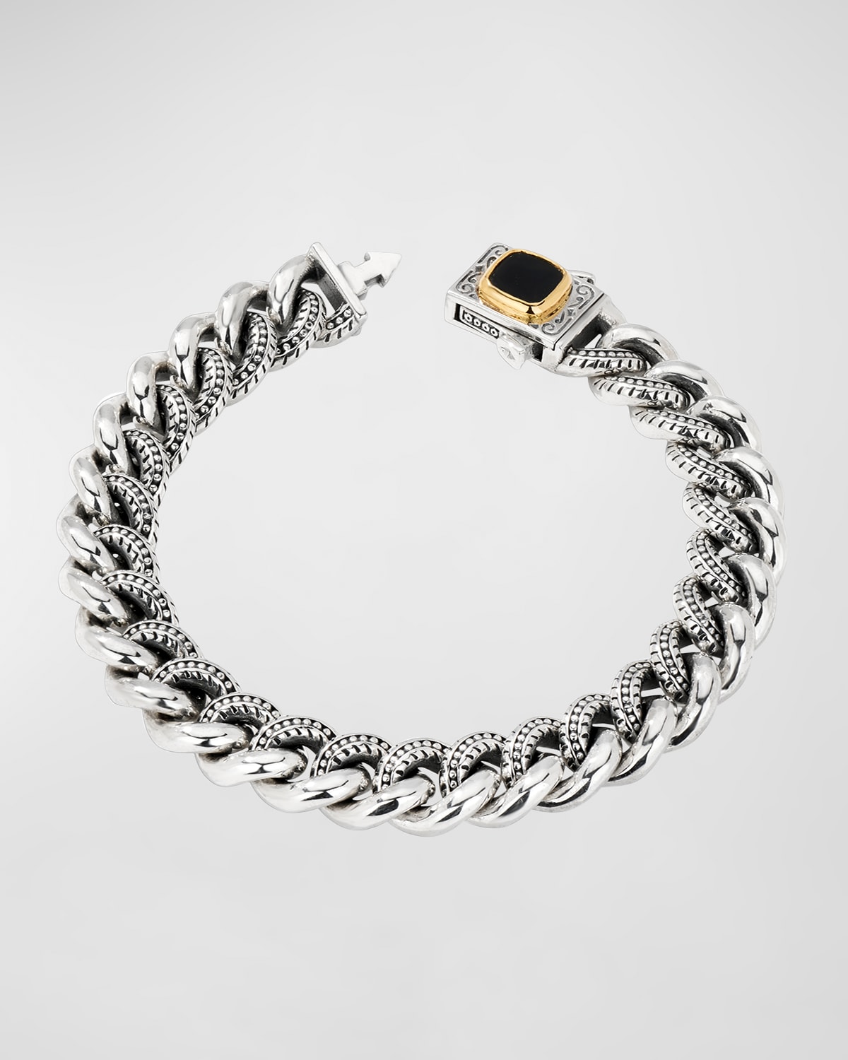 Konstantino Men's Two-tone Black Onyx Chain Bracelet