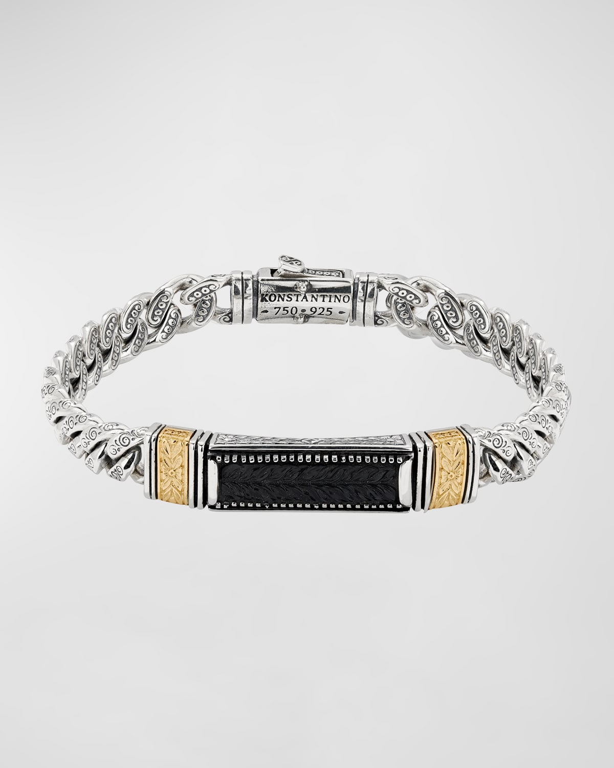 Konstantino Men's Black Onyx Two-tone Bracelet In Silver