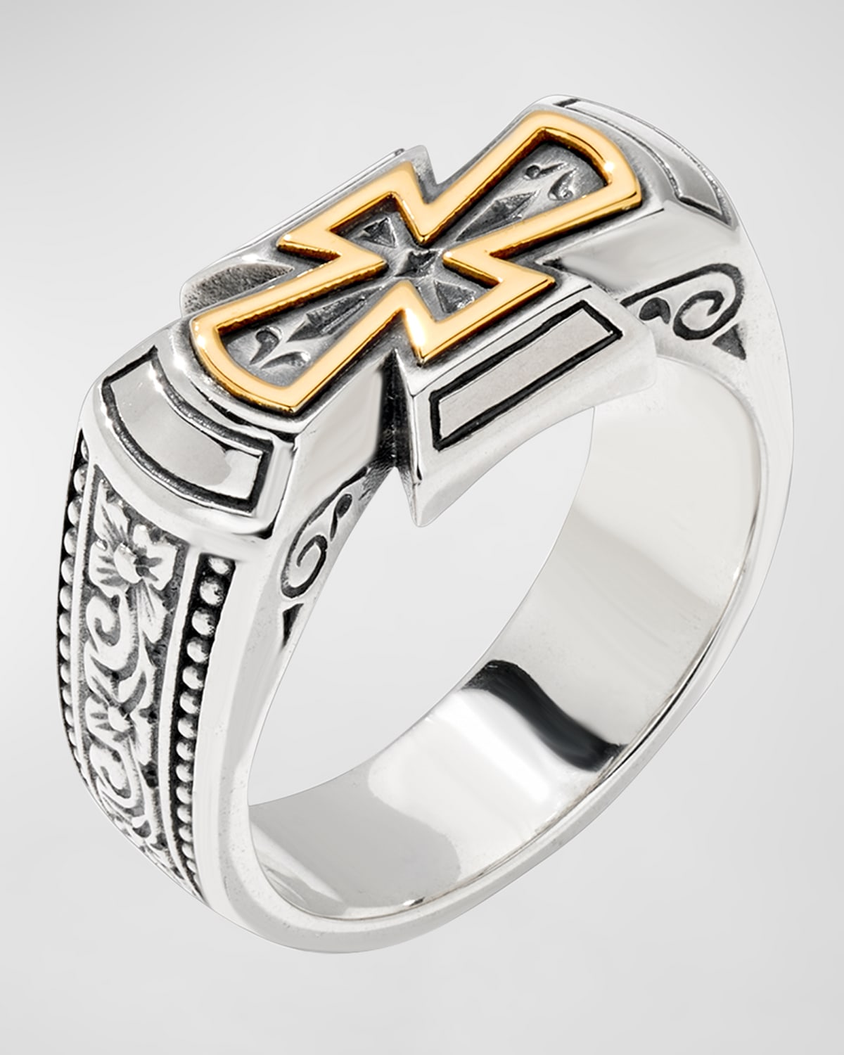 Konstantino Men's Two-tone Cross Band Ring In Silver