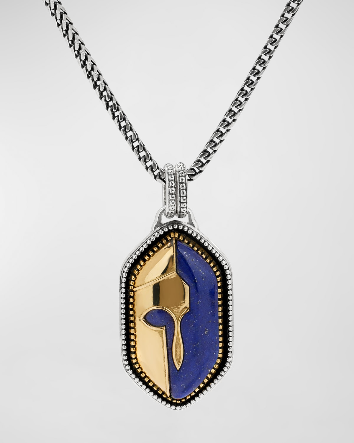 Men's Silver & Gold Freeform Pendant with Lapis