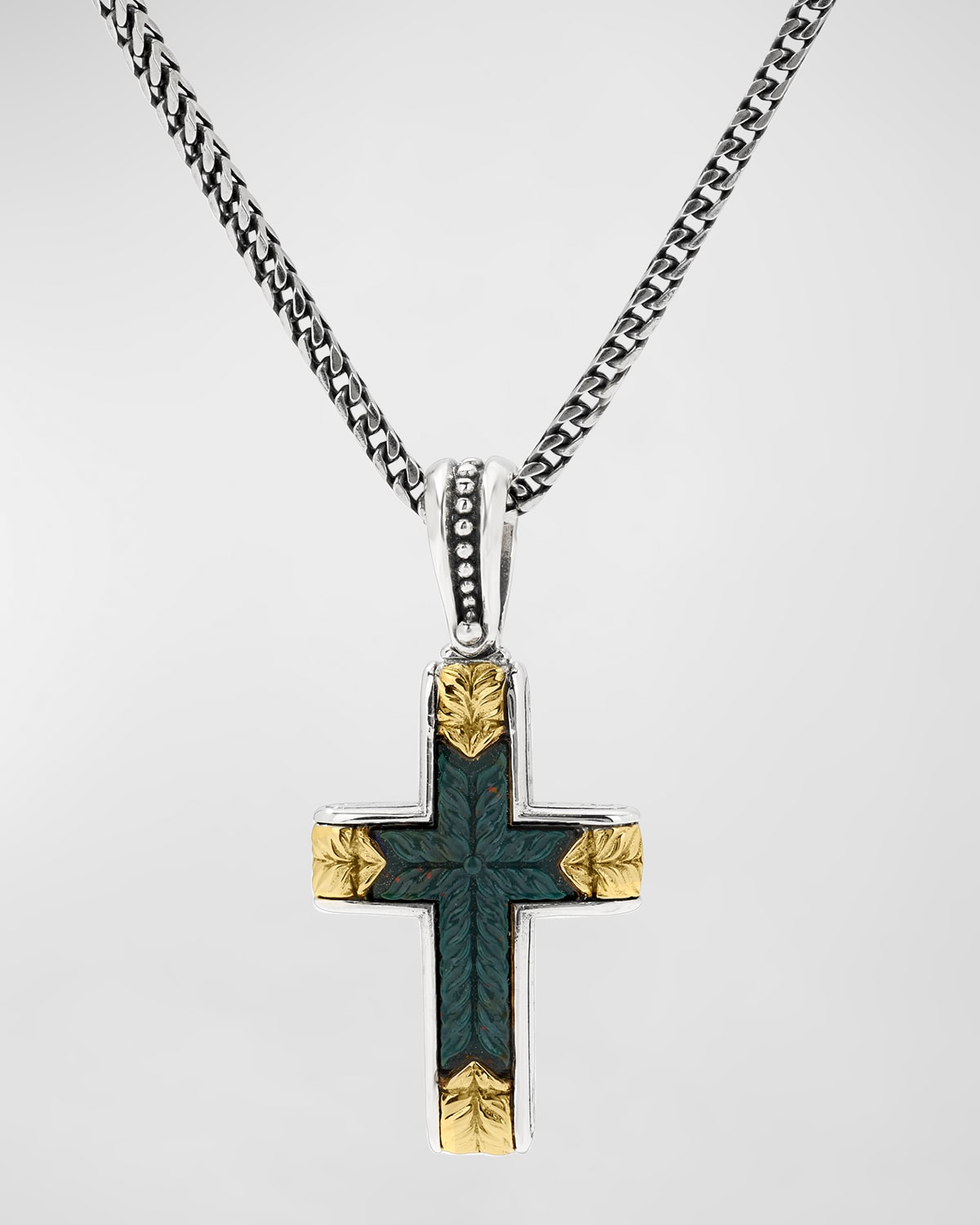 Konstantino Men's Two-tone Bloodstone Cross Pendant