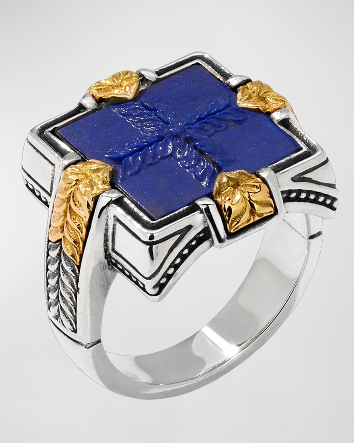 Konstantino Men's Laconia Sterling Silver, 18k Yellow Gold & Lapis Lazuli Ring