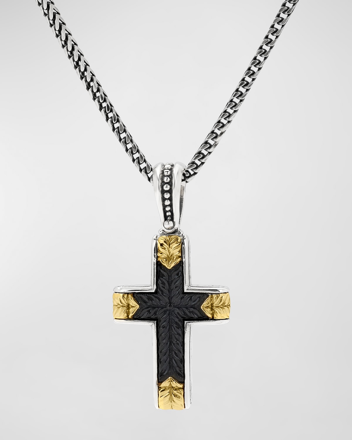 Konstantino Men's Two-tone Black Onyx Cross Pendant