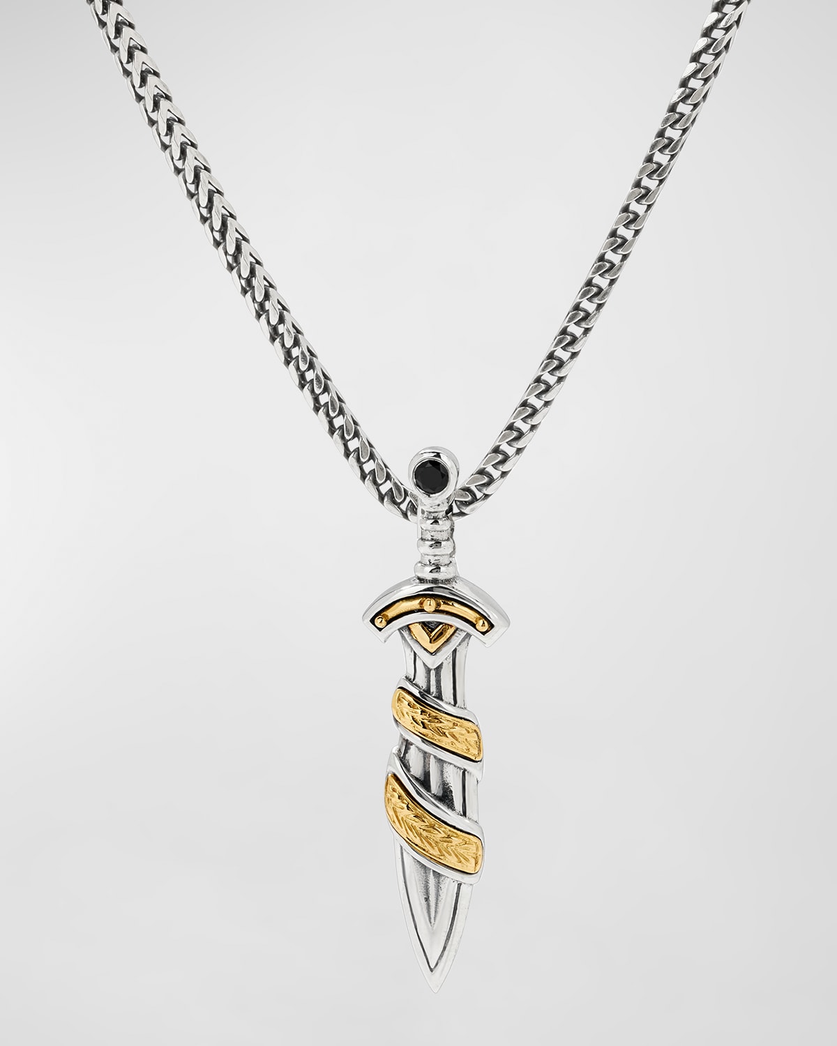 Konstantino Men's Silver & Gold Dagger Pendant With Black Spinel