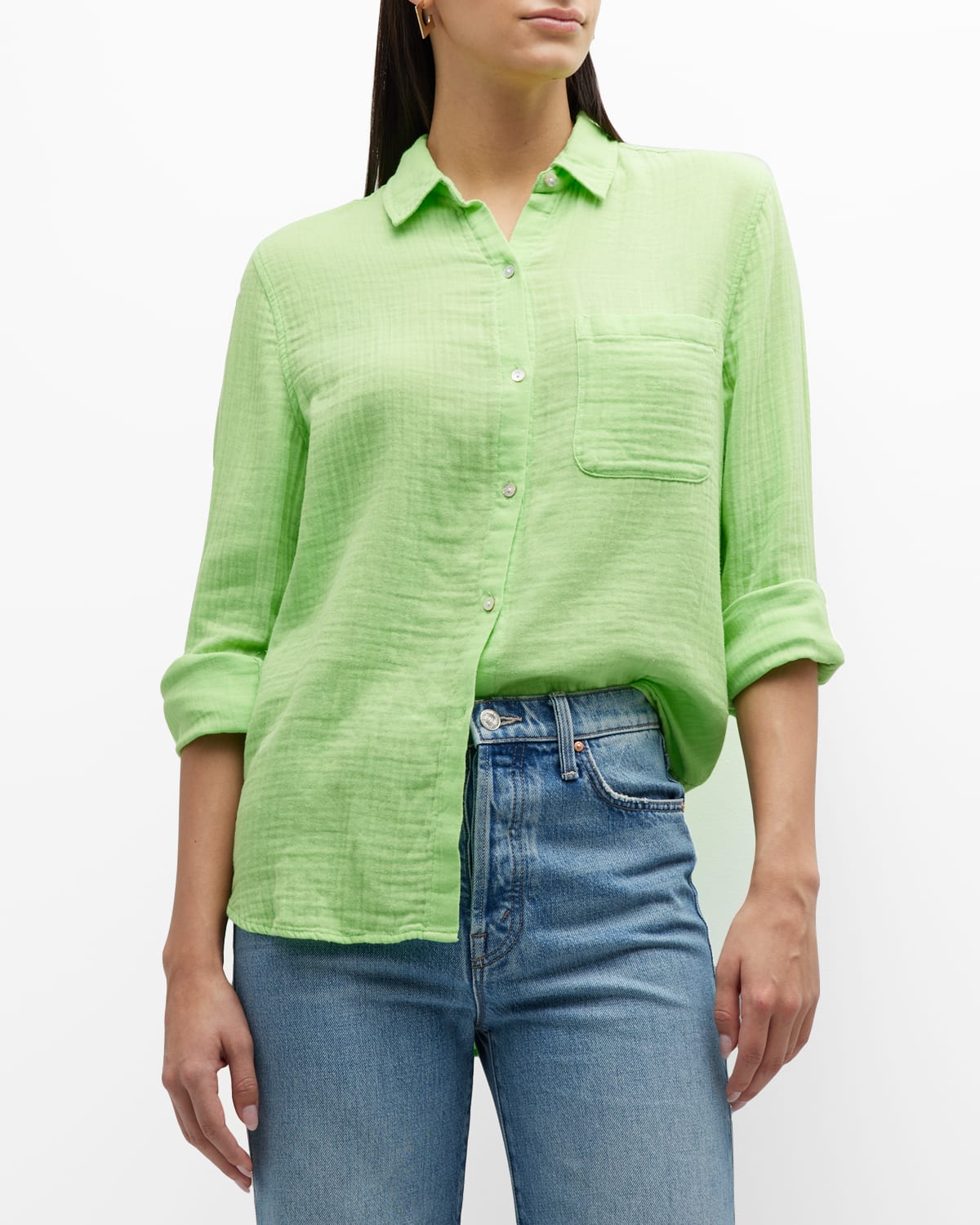 Rails Ellis Cotton Button-front Shirt In Green