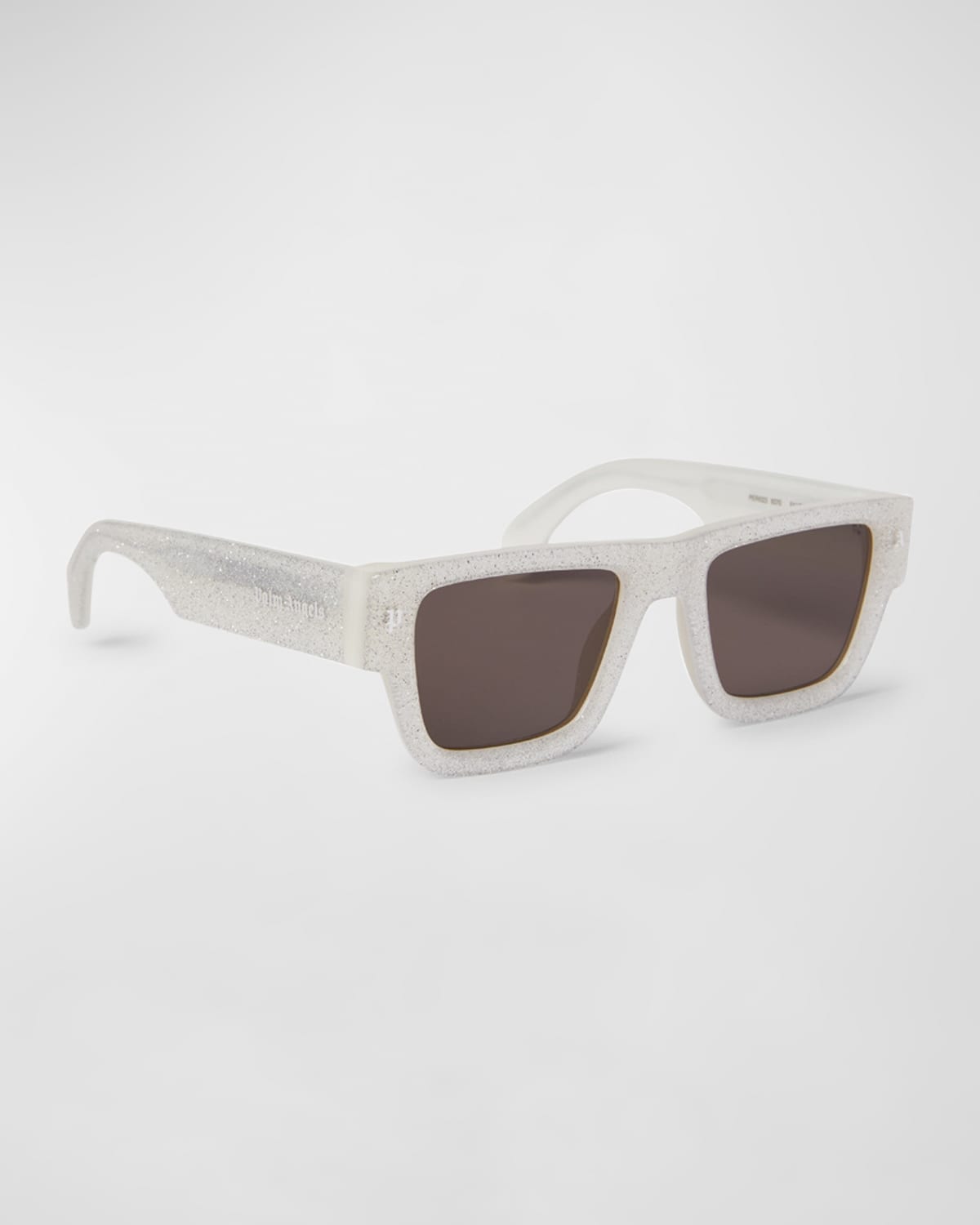 Palm Angels Men's Palisade Glitter Acetate Rectangle Sunglasses In Glitter Dark Grey