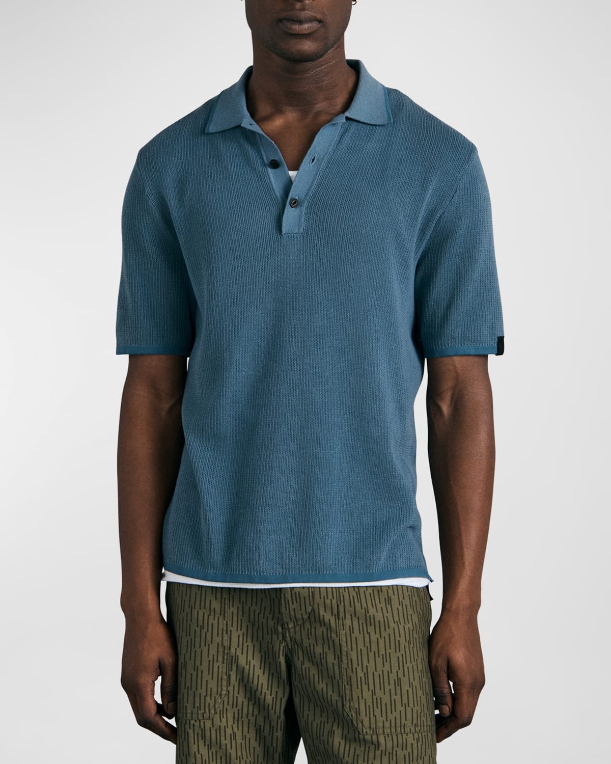 Rag & Bone Men's Harvey Knit Polo Shirt In Skyblu