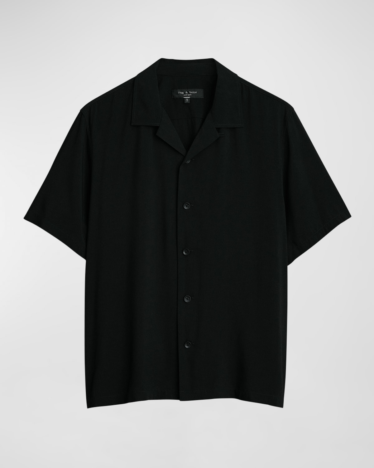 Shop Rag & Bone Men's Avery Solid Camp Shirt In Blk