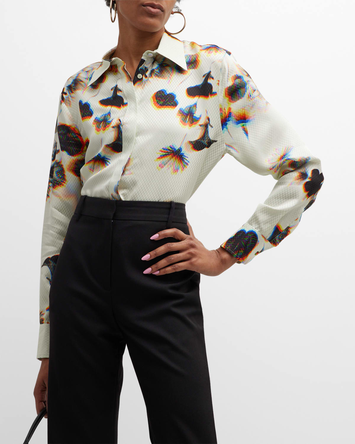 Brit Blur Floral-Print Button-Down Shirt