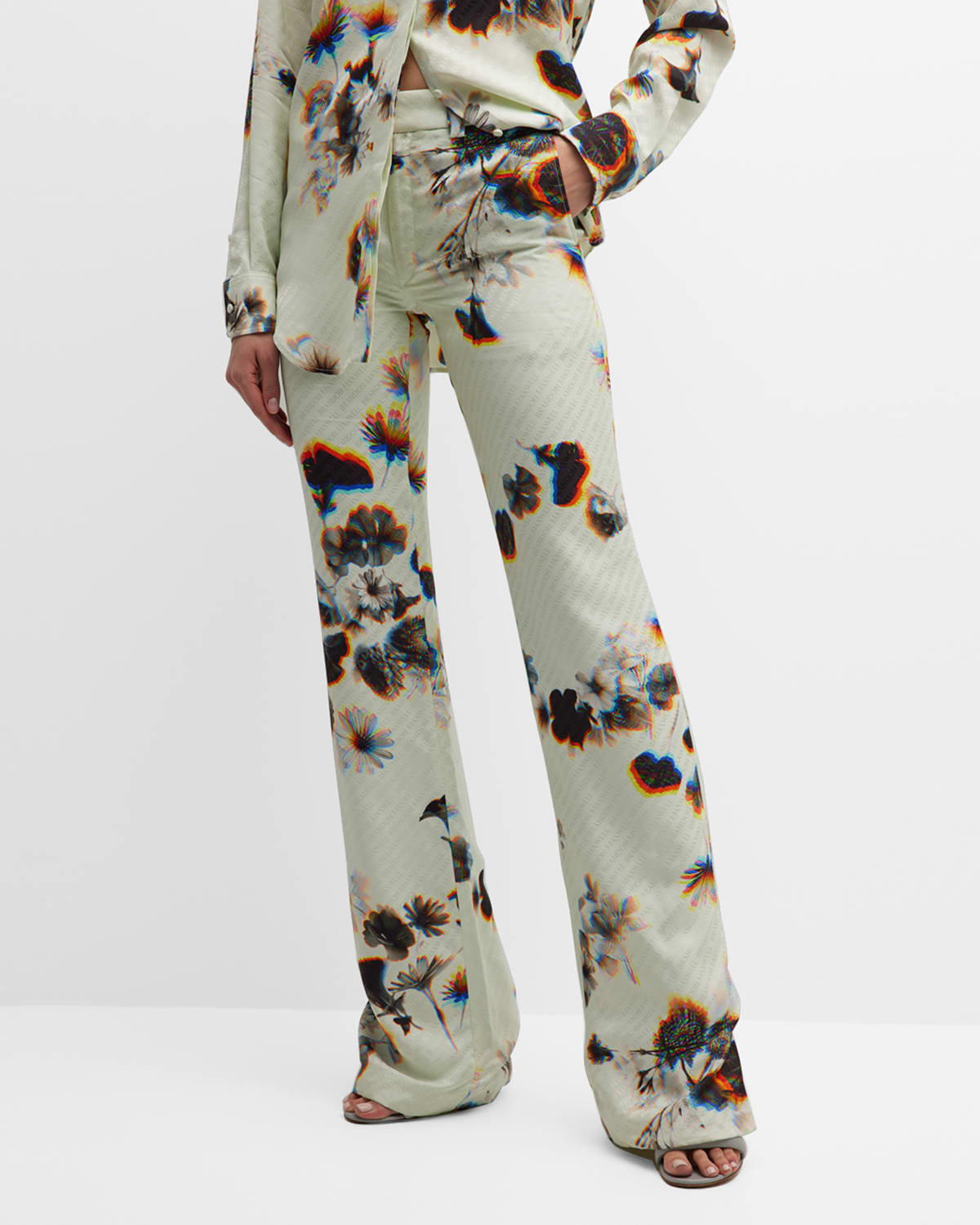 Rena Blur floral-Print Straight-Leg Logo Jacquard Trousers
