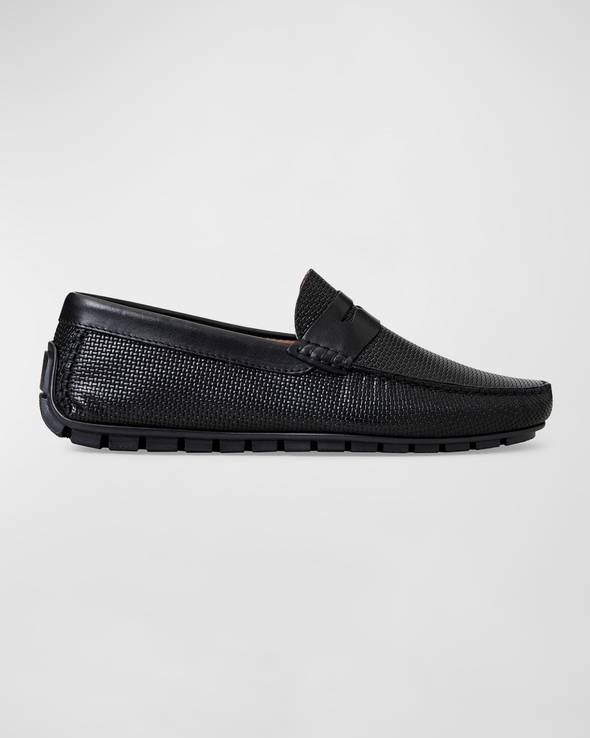 Bruno Magli Xane Driving Penny Loafer In Black Woven