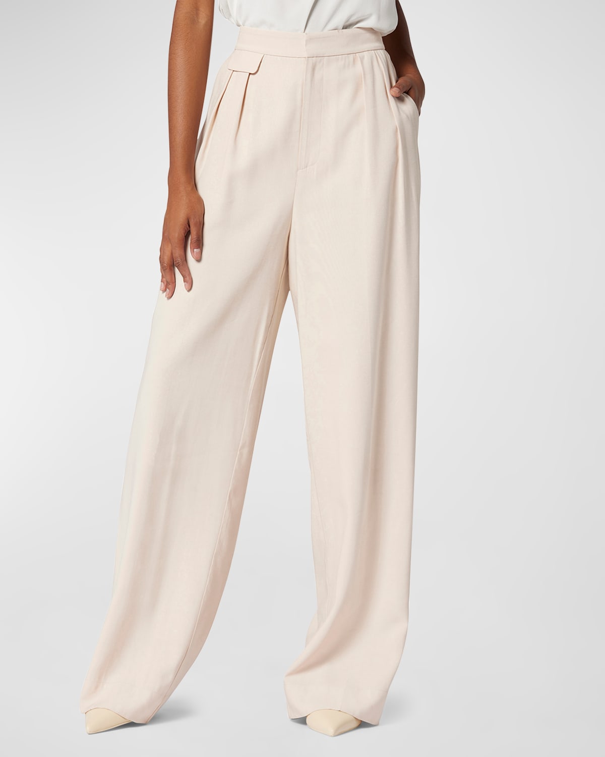 Clement Pleated High-Rise Wide-Leg Trousers