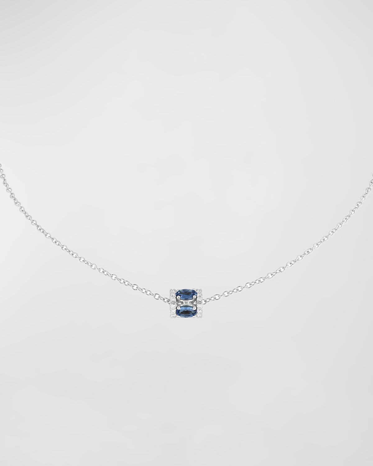 Procida 18K White Gold Blue Sapphire and Diamond Pendant Necklace