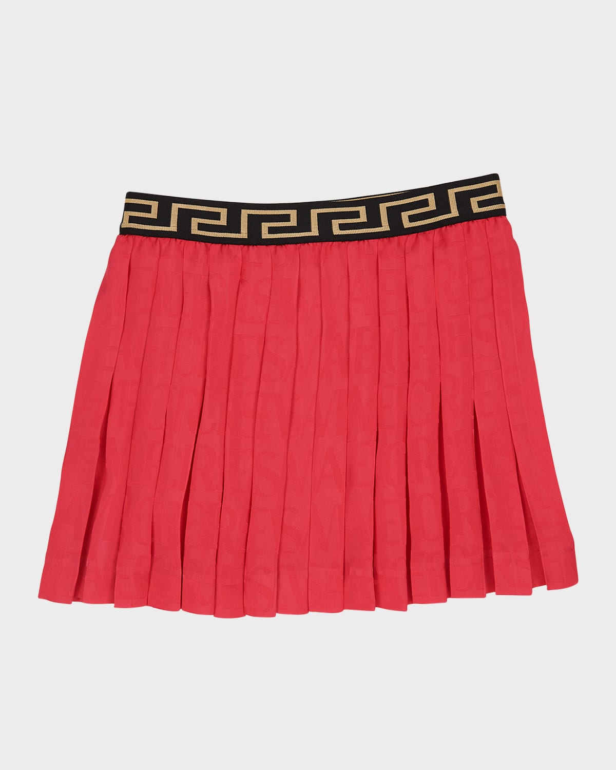 Versace Kids' Girl's Greca-trim Waistband Pleated Skirt In Fuchsia