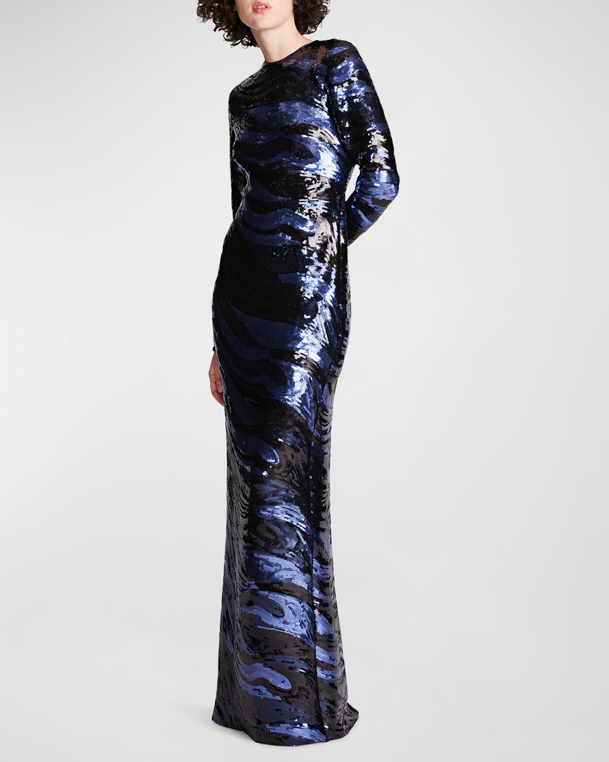 Whitney Cutout Sequin Swirl Column Gown