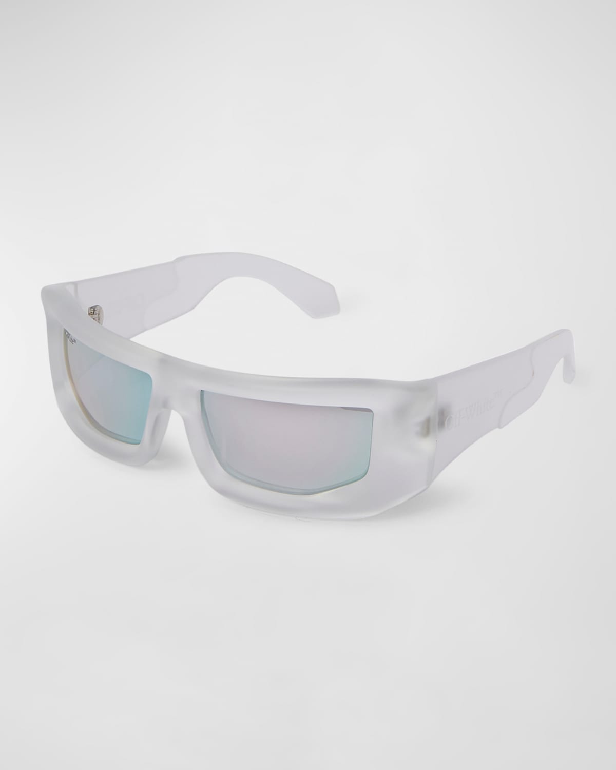 Off-white White Volcanite Square Sunglasses In Crystal Mirror