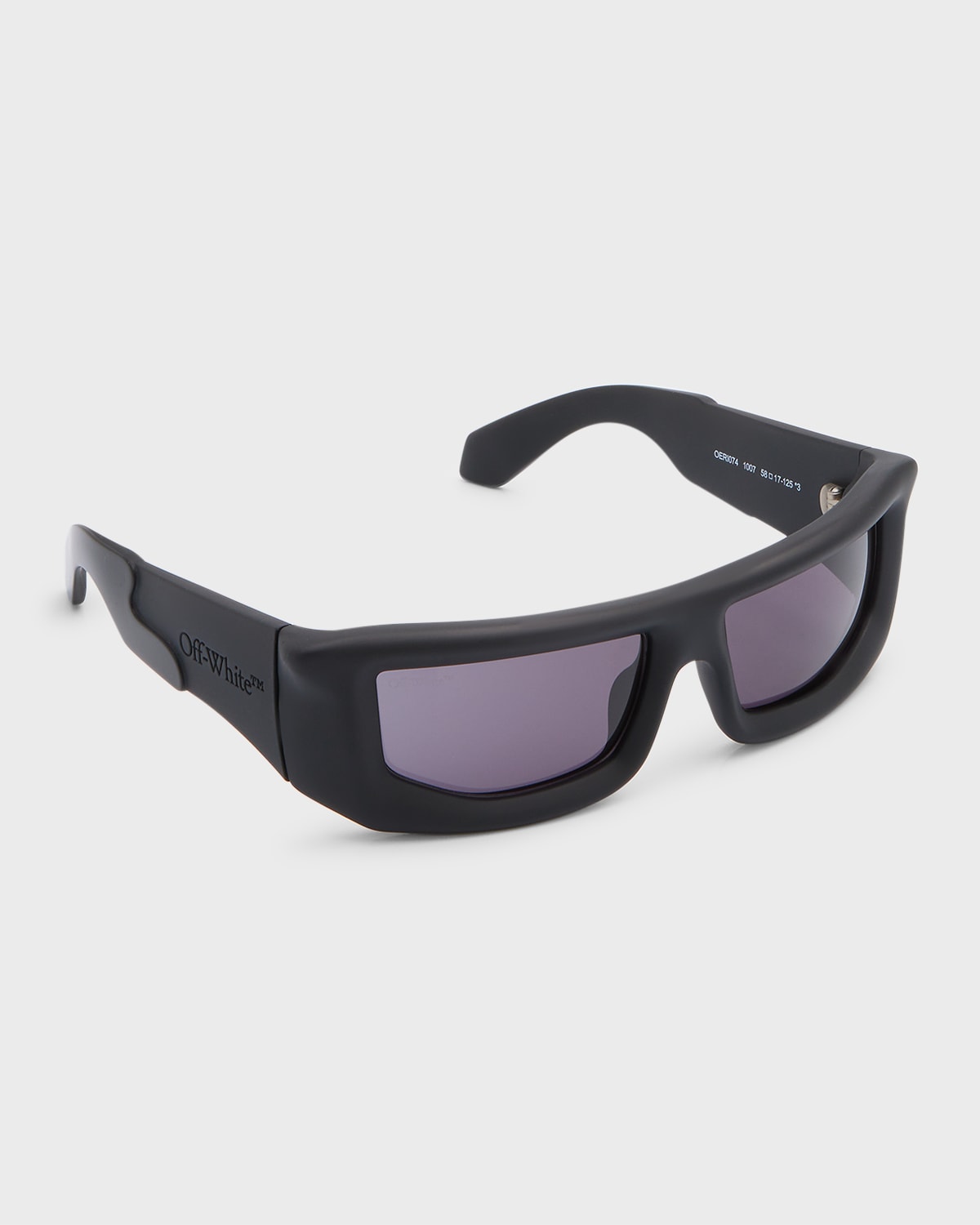 Off-white Men's Volcanite Acetate Wrap Sunglasses In Black Dark