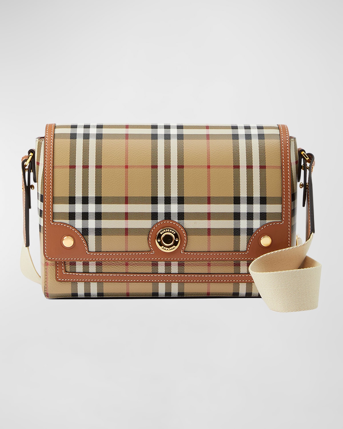 BURBERRY: Briar bag in canvas check and leather - Brown