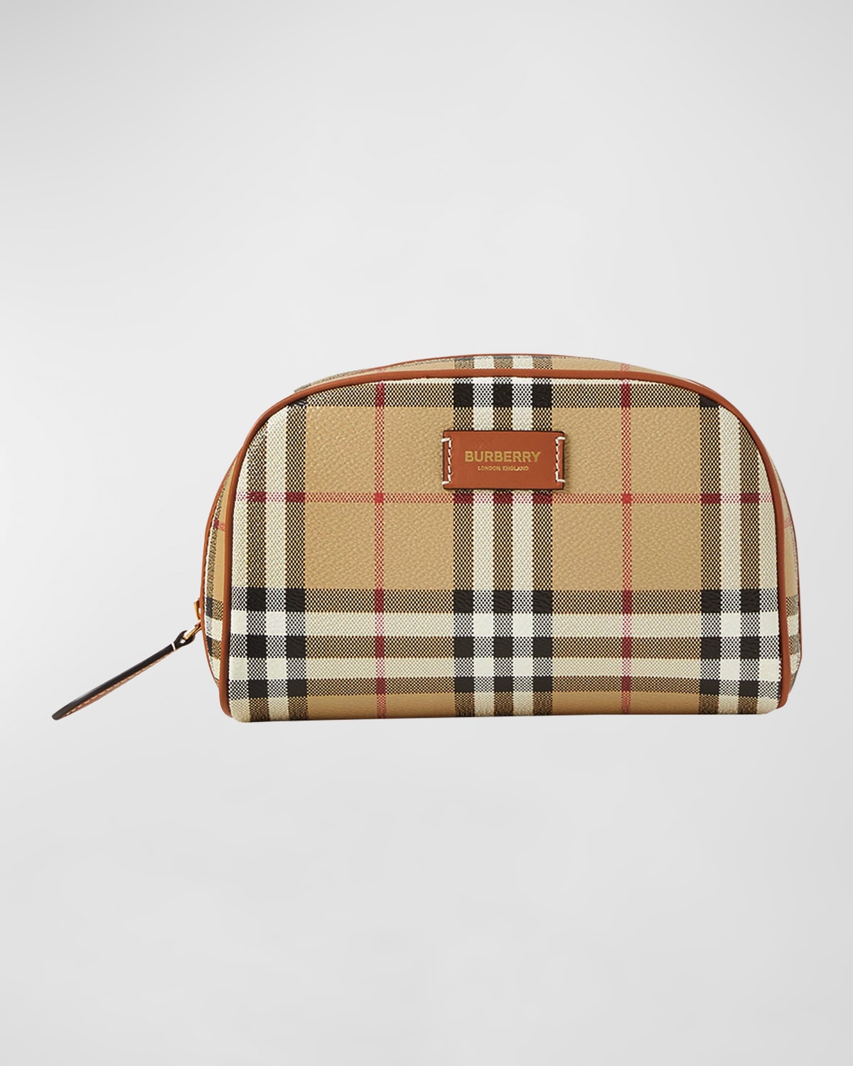 Burberry Small Check Zip Cosmetic Pouch Bag In Archive Beige